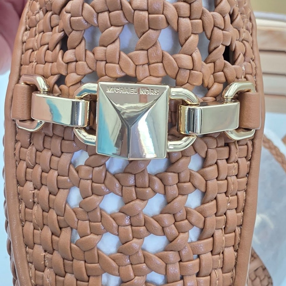 Michael Kors Charlton Slide Women 5.5 Acorn Woven Nappa PU Mules 40T9CHFP2L New - Picture 4 of 6